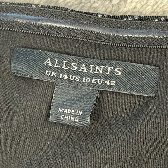 New All Saints Ezra Sparkle Dress One Shoulder Side Ruched Party Cocktail Sz 10 - Picture 13 of 17